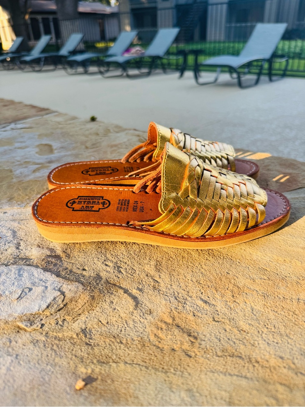 NEW Myrna Art Gold Leather Huarache Sandals Women’s Size 7 Handmade - Picture 8 of 17